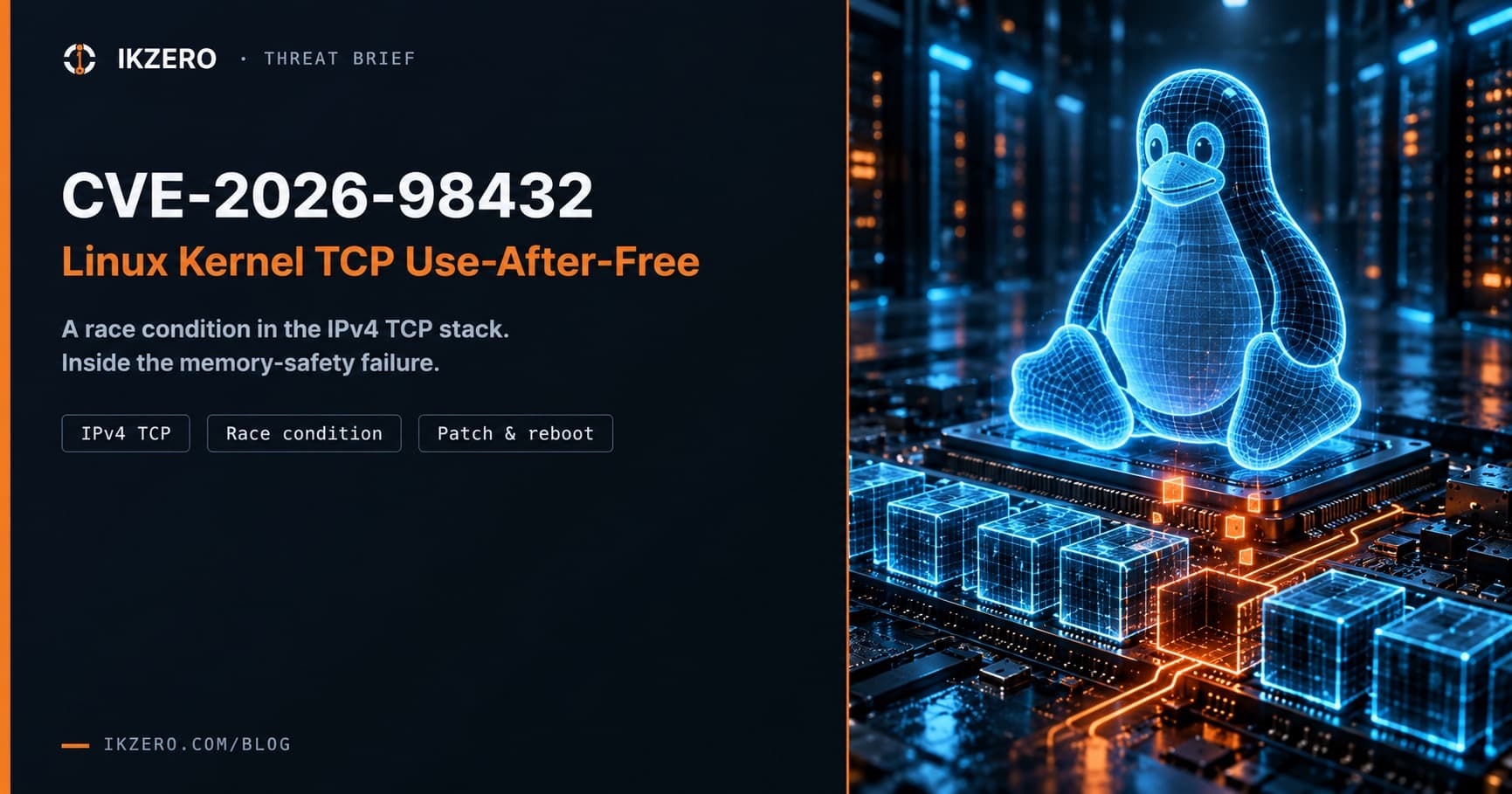 CVE-2026-98432 — Linux Kernel TCP UAF, From Race Condition to Remote Root